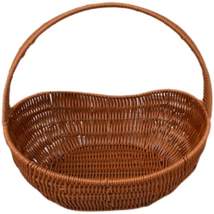 仿藤铁架提篮塑料藤编花篮购物篮买菜篮婚礼礼品篮户外餐厅收纳篮