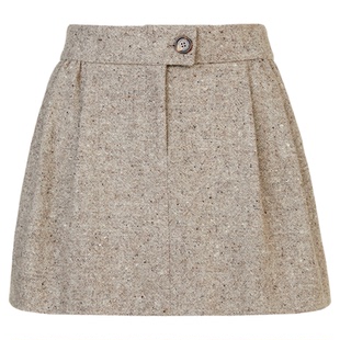 【王楚然同款】朗姿复古花苞半裙米色短款休闲裙2025年冬季新款