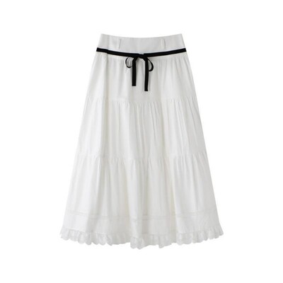 Pearlmise纯白恋人宽腰头半身裙