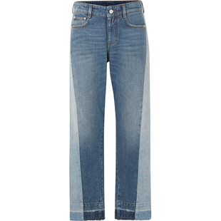 【折扣】Stella Mccartney 女拼接高腰窄腿牛仔裤