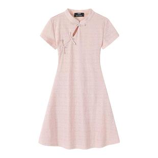 新中式国风女装2025新款夏季高级感气质复古收腰a字旗袍裙连衣裙