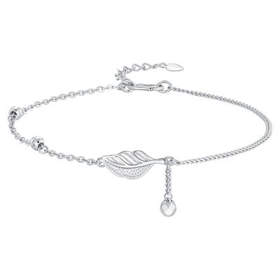 潮宏基铂雅爱之羽铂金手链PT950手饰白金羽毛蹦迪珠情人节礼物女