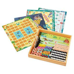 得力多合一棋盘套装飞行棋五子棋子斗兽棋冒险围棋类儿童益智玩具