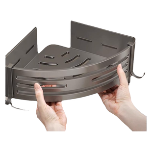 枪灰免打孔太空铝浴室置物架卫生间三角篮壁挂架洗手间墙角收纳架