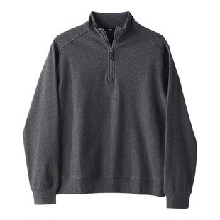 LUUD 高级感深灰色半拉链立领卫衣时尚韩版磨毛德绒长袖上衣男装