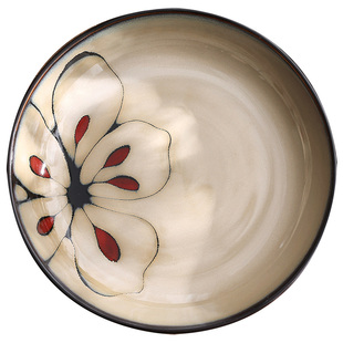 釉下彩 陶瓷 窑变釉餐具 创意手绘家用8英寸圆形深盘菜汤盘子