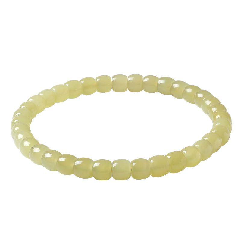 印象眸和田玉手串男女款黄口直切珠药片珠珠串单圈手链三八节礼物