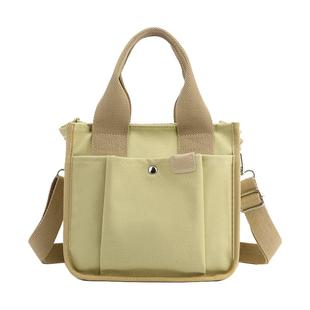 带水杯位帆布手提袋斜挎包便当包外出饭盒包有隔层带饭手提包小包