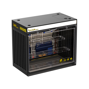 带灯盲盒收纳展示架透明防尘泡泡玛特模型阶梯展示盒亚克力展示柜