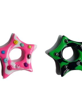 坏熊炫彩五角星手工定制戒指项链