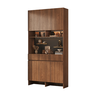 实木复古风入户鞋柜家用一体靠墙门厅柜底部镂空洞洞板门口置物柜