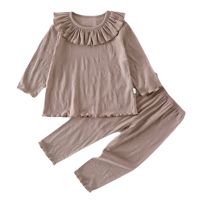 婴儿衣服夏季薄款a类莫代尔长袖分体套宝宝空调服家居睡衣外出服