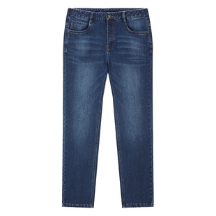 [轻暖绒]百斯盾官方男士牛仔裤秋冬新款弹力舒适保暖加厚中直筒