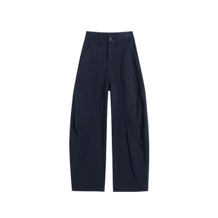 蓝色时尚设计拼接弯刀裤女士牛仔裤2025秋冬新款加绒加厚镰刀裤子