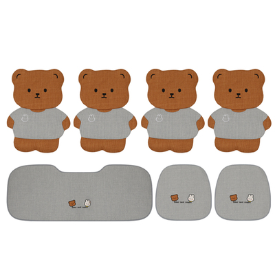 汽车坐垫高级感女士可爱卡通女神四季通用半包座椅套亚麻透气座垫