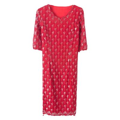 喜婆婆妈妈参加婚礼服品牌50-60岁中年高贵高档洋气时尚连衣裙秋