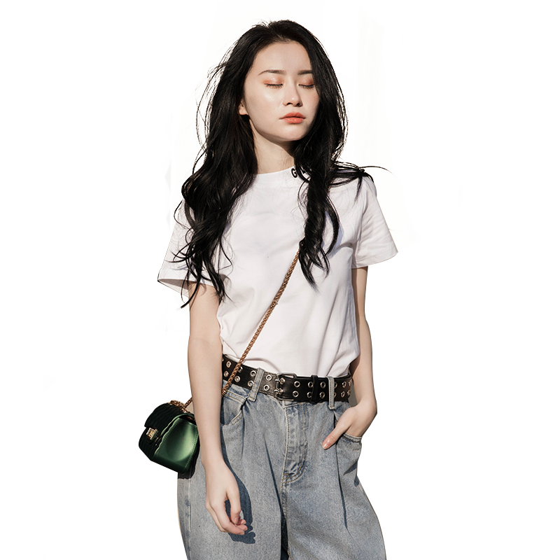红色短袖t恤女2023年夏装新款修身韩版时尚印花小众夏季半袖上衣