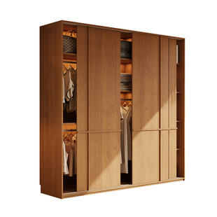 日式全实木衣柜2025新款卧室家用收纳柜骨骼线推拉门原木衣橱柜