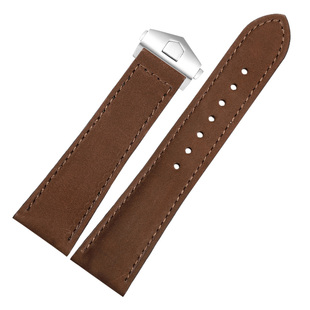 适配浪琴先行者表带真皮男祖鲁名匠康卡斯复古磨砂疯马牛皮带22mm