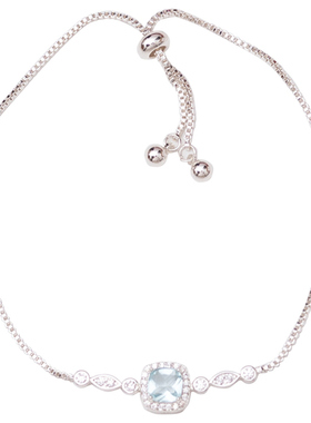 2025新款冰川蓝海蓝方形锆石手链