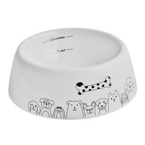 可爱狗碗陶瓷厚柯基食盆防翻防滑水盆防黑下巴泰迪狗粮盆日式单碗