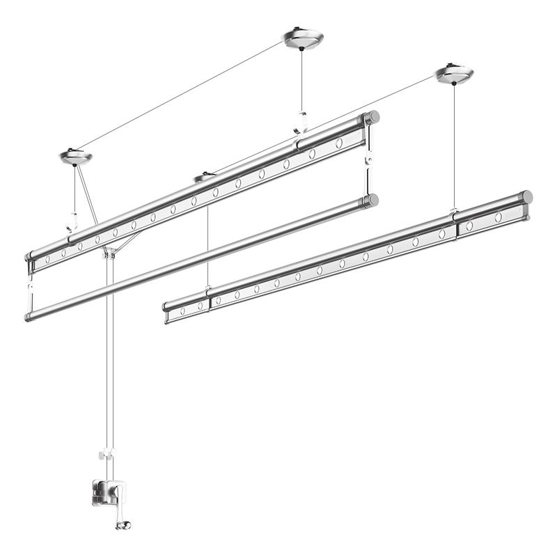 升降晾衣架阳台手摇器晾衣杆顶装自动家用双杆手动式晒衣架凉神器