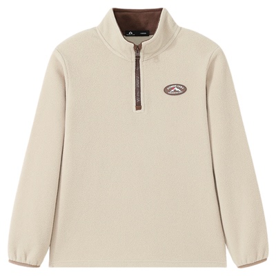 拓路者抓绒衣男童秋冬保暖加绒卫衣女童摇粒绒儿童运动半拉链上衣