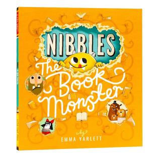 啃书小黄怪尼宝 Nibbles The Book Monster 小怪兽嘎吱英文原版绘本洞洞书翻翻机关游戏书趣味故事图画书亲子互动绘本Emma Yarlett