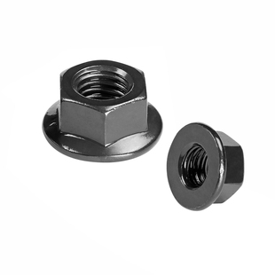 10级高强度六角法兰面螺母GB6177 M6-14M20 黑色细牙平底光面螺帽
