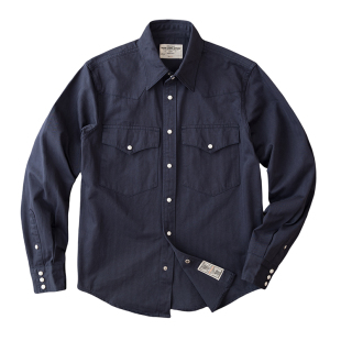 重磅阿美咔叽美式复古人字纹纯棉休闲口袋工装衬衫男长袖衬衣秋季