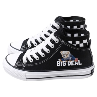 2024秋冬款二棉鞋平底休闲高帮布鞋初中学生手绘卡通运动女孩板鞋