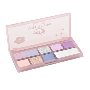 幻彩八色眼影盘低饱和度腮红紫亮闪闪哑光烟熏丝绒细闪新款女彩妆