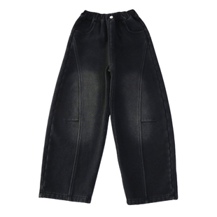 女童加绒裤子冬季儿童一体绒牛仔裤2025新款冬女孩大童加厚弯刀裤