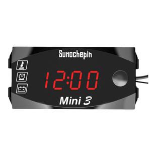 摩托车电压表三合一电子表液晶时间表鬼火电动车改装外置温度表