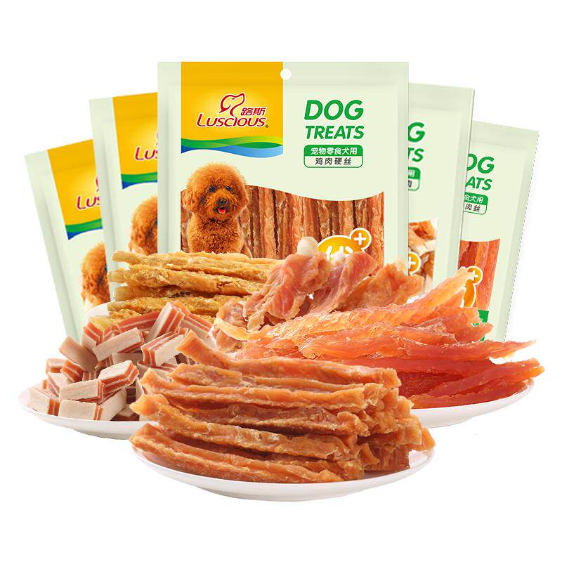 路斯狗零食鸡肉硬丝400g泰迪幼犬