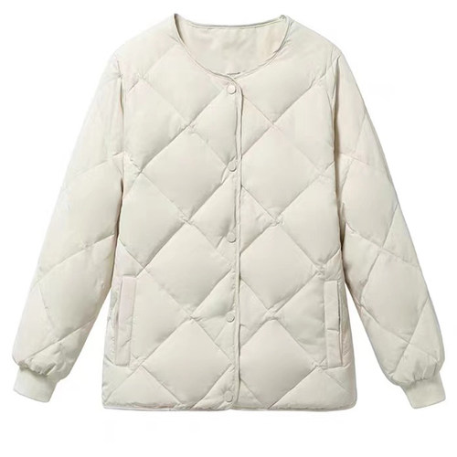 秋冬新款大码女装胖mm加厚保暖菱格羽绒棉服女宽松小个子棉衣外套