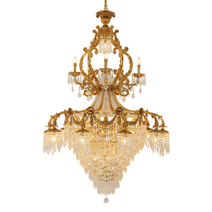 杰瑞唐宝法式全铜复式楼客厅水晶吊灯欧式奢华大气别墅脱蜡复古