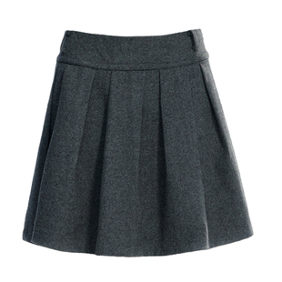 fragileheart易碎商店·风止书页 复古毛呢百搭中长款百褶半身裙