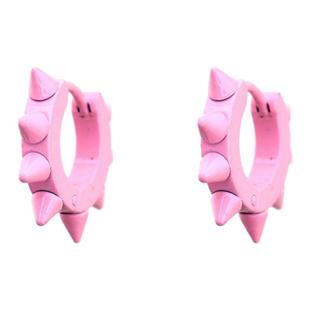 Shinma钛钢烤漆粉色少女朋克甜心尖锥土酷粗杆耳环耳骨环穿刺耳饰