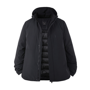 百胜狐90鸭绒工装羽绒服冬胖子加肥加大男帽子内胆可脱卸保暖外套