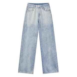 阿娇同款MISSCOCOON可可尼100%棉直筒裤女26春新款渐变水洗牛仔裤