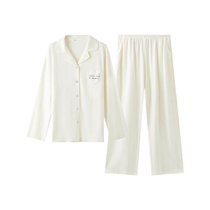 三福女春季撞色休闲睡衣套装 爱心字母刺绣宽松家居服506650