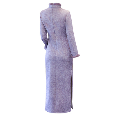 紫色加绒旗袍长袖冬装年轻款高级