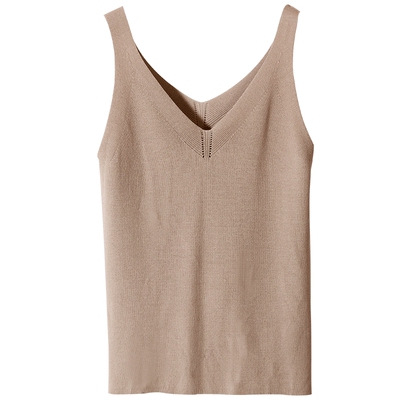 米思阳春秋新款简约百搭背心V领