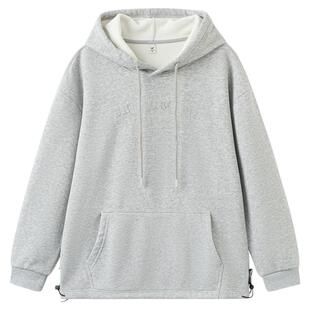 快鱼连帽卫衣男款2025新款秋装宽松柔软舒适亲肤简约美式休闲上衣