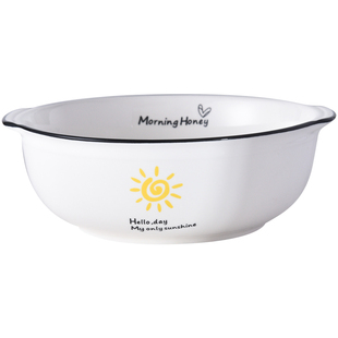 陶瓷汤碗大号家用双耳带盖品锅北欧式餐具装汤的大碗小号汤盆鱼碗