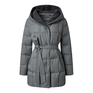 FINITY菲妮迪90白鹅绒羽绒服2025年冬季新款简约连帽保暖外套女士