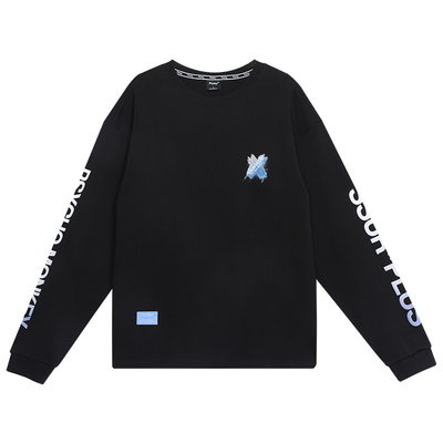 联名刷漆渐变长袖圆领T恤打底衫