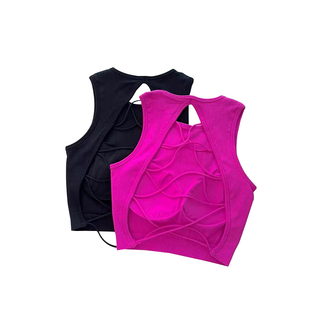 健身服上衣性感美背交叉绑带瑜伽背心固定罩杯运动内衣可外穿跑步