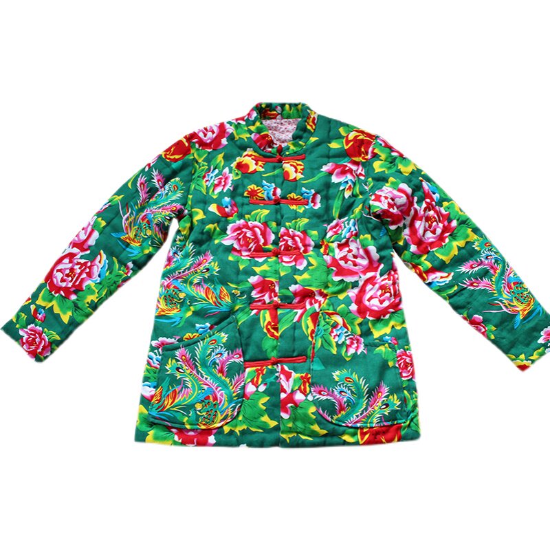 纯棉花手工大花布新娘服加厚棉袄